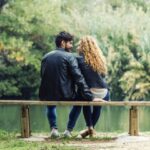 Beautiful young couple in love in the park.