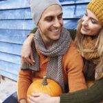 Loving couple in autumn day