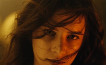 Ljubav u grofoviji portrait of woman in orange lighting with hair blowing