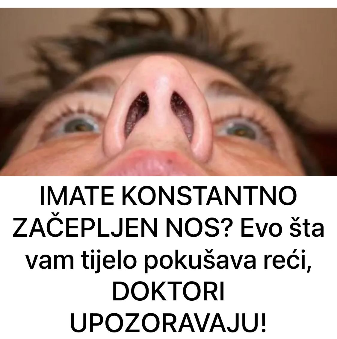 IMATE KONSTANTNO ZAČEPLJEN NOS? Evo šta vam tijelo pokušava reći, DOKTORI UPOZORAVAJU!