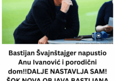 Bastijan Švajnštajger napustio Anu Ivanović i porodični dom!!DALJE NASTAVLJA SAM! ŠOK NOVA OBJAVA BASTIJANA ŠVAJNŠTAJGERA SVE ZAPREPASTILA! Komentari ne prestaju: Osvanulo i “volim te”!