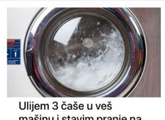 Ulijem 3 čaše u veš mašinu i stavim pranje na 90 stupnjeva: Nakon 2 sata veš mašina je KAO NOVA! Ulijem 3 čaše u veš mašinu i stavim pranje na 90 stupnjeva: Nakon 2 sata veš mašina je KAO NOVA!
