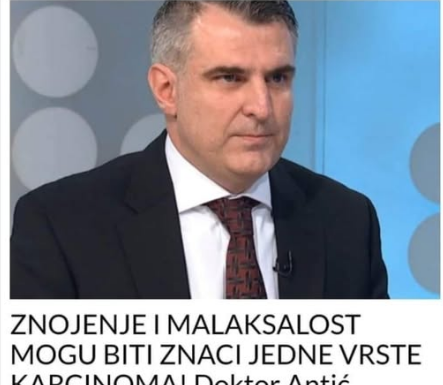 ZNOJENJE I MALAKSALOST MOGU BITI ZNACI JEDNE VRSTE KARCINOMA! Doktor Antić objasnio i koji simptomi se vide GOLIM OKOM ZNOJENJE I MALAKSALOST MOGU BITI ZNACI JEDNE VRSTE KARCINOMA! Doktor Antić objasnio i koji simptomi se vide GOLIM OKOM
