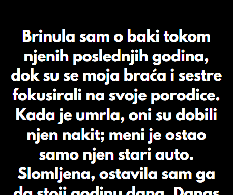 “Brinula sam o baki tokom njenih poslednjih godina…” “Brinula sam o baki tokom njenih poslednjih godina…”