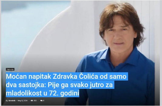 Moćan napitak Zdravka Čolića od samo dva sastojka: Pije ga svako jutro za mladolikost u 72. godini