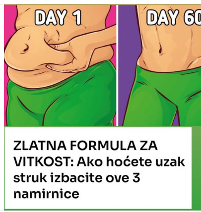 ZLATNA FORMULA ZA VITKOST: Ako hoćete uzak struk izbacite ove 3 namirnice