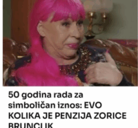 50 godina rada za simboličan iznos: EVO KOLIKA JE PENZIJA ZORICE BRUNCLIK