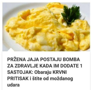 PRŽENA JAJA POSTAJU BOMBA ZA ZDRAVLJE KADA IM DODATE 1 SASTOJAK: Obaraju KRVNI PRITISAK I Štite Od Moždanog Udara