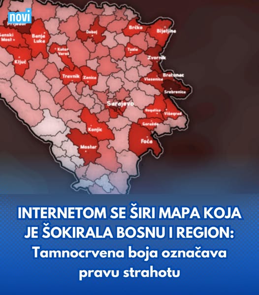 INTERNETOM SE ŠIRI MAPA KOJA JE ŠOKIRALA BOSNU I REGION: Tamnocrvena boja označava pravu strahotu