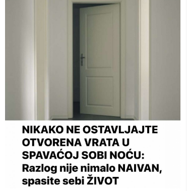 NIKAKO NE OSTAVLJAJTE OTVORENA VRATA U SPAVAĆOJ SOBI NOĆU: Razlog nije nimalo NAIVAN, spasite sebi ŽIVOT