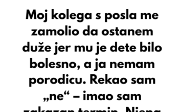Odbio sam da pokrijem koleginicu zbog njenog bolesnog deteta — sada sam ja problem za HR. Odbio sam da pokrijem koleginicu zbog njenog bolesnog deteta — sada sam ja problem za HR.