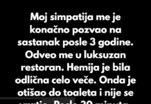 “Moj simpatija me je konačno pozvao na sastanak posle 3 godine…” “Moj simpatija me je konačno pozvao na sastanak posle 3 godine…”