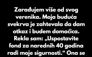 Moja buduća svekrva je pokušala da me otpusti nakon što sam tražila novac Moja buduća svekrva je pokušala da me otpusti nakon što sam tražila novac