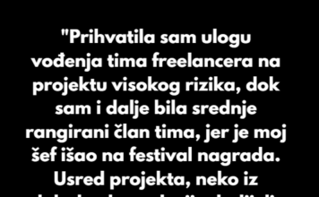 “Prihvatila sam ulogu vođenja tima freelancera na projektu visokog rizika…” “Prihvatila sam ulogu vođenja tima freelancera na projektu visokog rizika…”