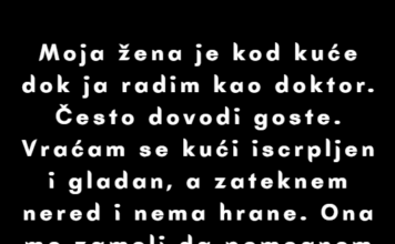 Odbijam da pomažem svojoj ženi koja je kod kuće oko kućnih poslova — ja sam doktor, ne kućepazitelj. Odbijam da pomažem svojoj ženi koja je kod kuće oko kućnih poslova — ja sam doktor, ne kućepazitelj.