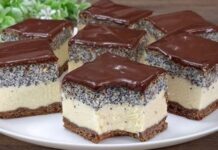 DOMAĆE MAK KOCKE 🌸 fantastičan desert s pudingom od vanile i grizom – topi se u ustima!