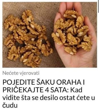 Evo zašto bi svako trebao jesti šaku oraha svakog dana! Evo zašto bi svako trebao jesti šaku oraha svakog dana!
