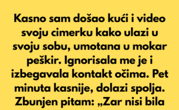 Jednog dana, došao sam kući kasno i video svoju cimerku kako brzo ulazi u svoju sobu, umotana u mokar peškir… Jednog dana, došao sam kući kasno i video svoju cimerku kako brzo ulazi u svoju sobu, umotana u mokar peškir…