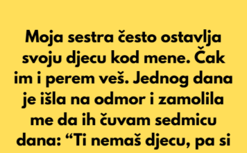 Moja sestra očekuje da čuvam njenu djecu zato što sam sama i nemam djece Moja sestra očekuje da čuvam njenu djecu zato što sam sama i nemam djece
