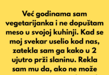 Odbila sam dopustiti svekru i svekrvi da jedu meso — ovo je moja kuća Odbila sam dopustiti svekru i svekrvi da jedu meso — ovo je moja kuća
