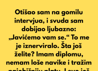Otišao sam na gomilu intervjua, i svuda sam dobijao ljubazno: „Javićemo vam se.“ To me je iznerviralo. Otišao sam na gomilu intervjua, i svuda sam dobijao ljubazno: „Javićemo vam se.“ To me je iznerviralo.