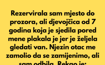 “Platila sam za mesto do prozora i ne verujem da bih trebalo da ga ustupim bilo kome, čak ni detetu…” “Platila sam za mesto do prozora i ne verujem da bih trebalo da ga ustupim bilo kome, čak ni detetu…”