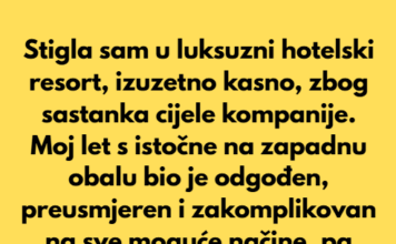 “Stigla sam u luksuzni hotelski resort, izuzetno kasno, zbog sastanka cijele kompanije…” “Stigla sam u luksuzni hotelski resort, izuzetno kasno, zbog sastanka cijele kompanije…”