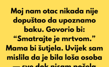 Moj nam otac nikada nije dopuštao da upoznamo baku. Govorio bi: “Smatrajte je mrtvom.” Moj nam otac nikada nije dopuštao da upoznamo baku. Govorio bi: “Smatrajte je mrtvom.”