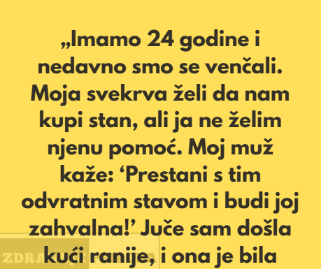 „Moja kontrol-frik svekrva vodi naš brak, a moj muž joj to dozvoljava.“ „Moja kontrol-frik svekrva vodi naš brak, a moj muž joj to dozvoljava.“
