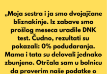 „Moja sestra i ja smo dvojajčane bliznakinje. Iz čiste zabave uradile smo DNK test prošlog meseca.” „Moja sestra i ja smo dvojajčane bliznakinje. Iz čiste zabave uradile smo DNK test prošlog meseca.”