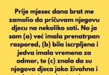 Prije mjesec dana brat me zamolio da pričuvam njegovu djecu na nekoliko sati… Prije mjesec dana brat me zamolio da pričuvam njegovu djecu na nekoliko sati…