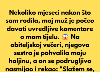 U razdoblju nakon poroda, muž je uvredljivo komentirao ženu i njezino tijelo. Tijekom obiteljske večere, ona se slomila — a nitko nije rekao ni riječ. U razdoblju nakon poroda, muž je uvredljivo komentirao ženu i njezino tijelo. Tijekom obiteljske večere, ona se slomila — a nitko nije rekao ni riječ.
