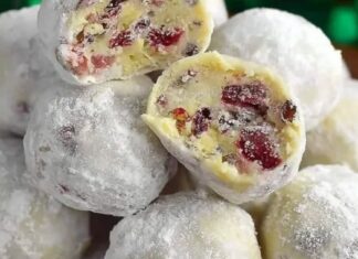 BIJELE ČOKOLADNE KUGLICE S BRUSNICAMA I PISTAĆIMA – prefinjene, mekane i elegantne 🍫🫐 Idealne za poklone, praznične stolove ili kao mala poslastica uz kafu.