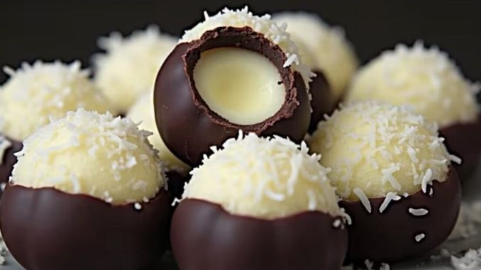 ČOKOLADNE KOKOS KUGLICE– PRAZNICNI desert bez pečenja, gotov za samo 5 minuta 🍫🥥✨