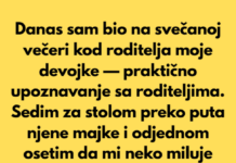 Danas sam bio na svečanoj večeri kod roditelja moje devojke — svojevrsno upoznavanje sa roditeljima. Danas sam bio na svečanoj večeri kod roditelja moje devojke — svojevrsno upoznavanje sa roditeljima.