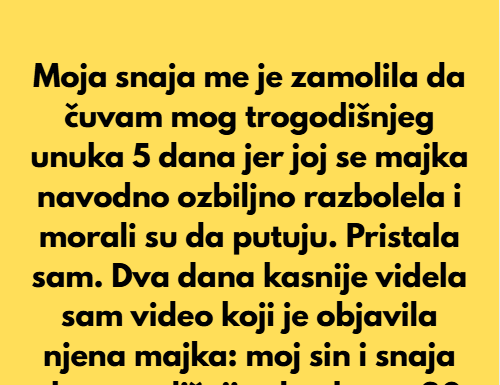 Moja snaja me je prevarila da čuvam unuka — odmah je zažalila Moja snaja me je prevarila da čuvam unuka — odmah je zažalila