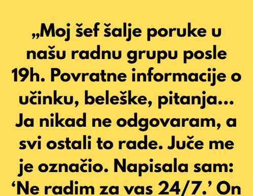 „Odbila sam da odgovaram na radne poruke posle 19 časova — sada se uključio HR.“ „Odbila sam da odgovaram na radne poruke posle 19 časova — sada se uključio HR.“