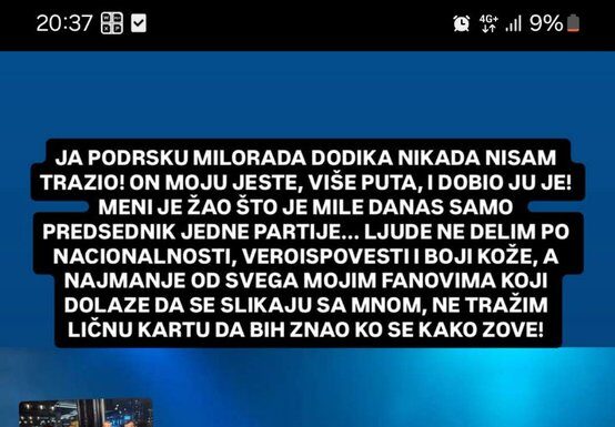 Oglasio se Aca Lukas: “Dodikovu podršku nisam tražio, on moju jeste, volim sve ljude na svijetu!” Oglasio se Aca Lukas: “Dodikovu podršku nisam tražio, on moju jeste, volim sve ljude na svijetu!”