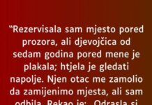 “Rezervisala sam mjesto pored prozora…” “Rezervisala sam mjesto pored prozora…”