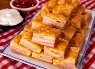 BRZA VEČERICA 0D SAM0 ČETIRI SAST0JKA:Pita od LISNAT0G tijesta sa SIR0M I ŠUNK0M BRZA VEČERICA 0D SAM0 ČETIRI SAST0JKA:Pita od LISNAT0G tijesta sa SIR0M I ŠUNK0M