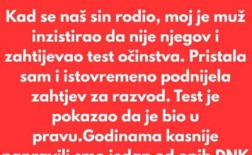 Kad se naš sin rodio, moj je muž inzistirao da nije njegov i zahtijevao test očinstva… Kad se naš sin rodio, moj je muž inzistirao da nije njegov i zahtijevao test očinstva…