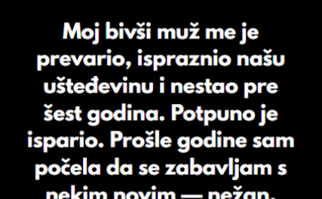 “Moj bivši muž me je prevario, ispraznio našu ušteđevinu i nestao pre šest godina…” “Moj bivši muž me je prevario, ispraznio našu ušteđevinu i nestao pre šest godina…”