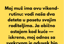 Moj muž ima ovu vikend-rutinu: vodi naša dva deteta u posetu svojim roditeljima. Moj muž ima ovu vikend-rutinu: vodi naša dva deteta u posetu svojim roditeljima.