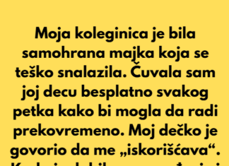 Moja koleginica je bila samohrana majka koja se jedva snalazila. Moja koleginica je bila samohrana majka koja se jedva snalazila.
