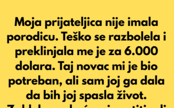 Moja prijateljica nije imala porodicu. Teško se razbolela i molila me za 6.000 dolara. Moja prijateljica nije imala porodicu. Teško se razbolela i molila me za 6.000 dolara.