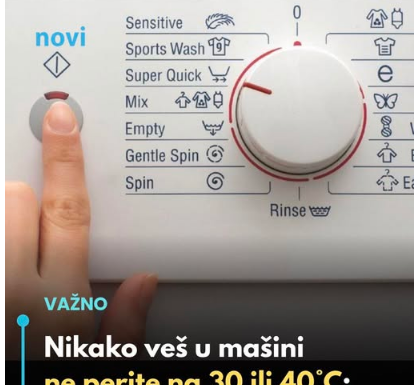 Nikako veš u mašini ne perite na 30 ili 40°C: Stručnjaci objasnili zašto je to greška Nikako veš u mašini ne perite na 30 ili 40°C: Stručnjaci objasnili zašto je to greška