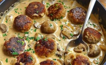 PEČENE ĆUFTE U KREMASTOM SOSU OD ŠAMPINJONA – NEODOLJIVO UKUSNE! 🍽️