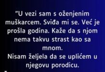 “U tajnoj vezi sam sa ozenjenim muskarcem a onda mi se javila njegova jadna zena…” “U tajnoj vezi sam sa ozenjenim muskarcem a onda mi se javila njegova jadna zena…”