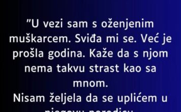 “U tajnoj vezi sam sa ozenjenim muskarcem a onda mi se javila njegova jadna zena…” “U tajnoj vezi sam sa ozenjenim muskarcem a onda mi se javila njegova jadna zena…”