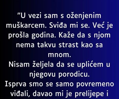 “U tajnoj vezi sam sa ozenjenim muskarcem a onda mi se javila njegova jadna zena…” “U tajnoj vezi sam sa ozenjenim muskarcem a onda mi se javila njegova jadna zena…”